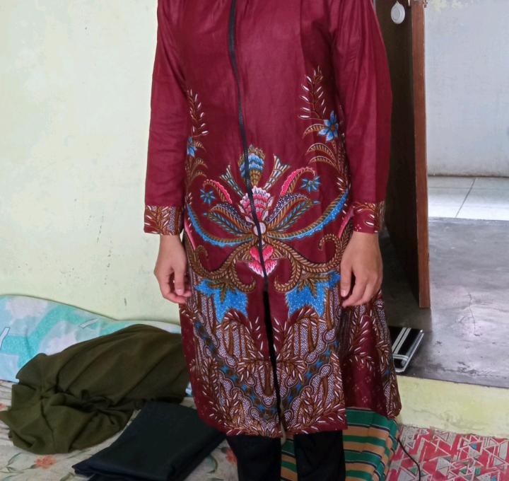 Baju Batik Wanita Tunik Atasan Seragam Kantor Keluarga Hajatan Dinas Kerja Lengan Panjang Nikahan