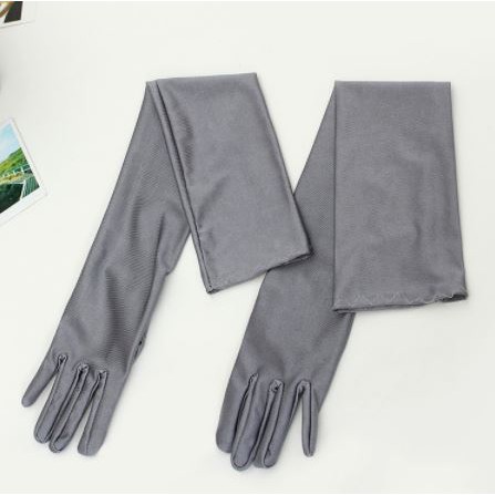 HG-02 Sarung Tangan PANJANG 55 cm panjang pengantin putih hitam long gloves spandex