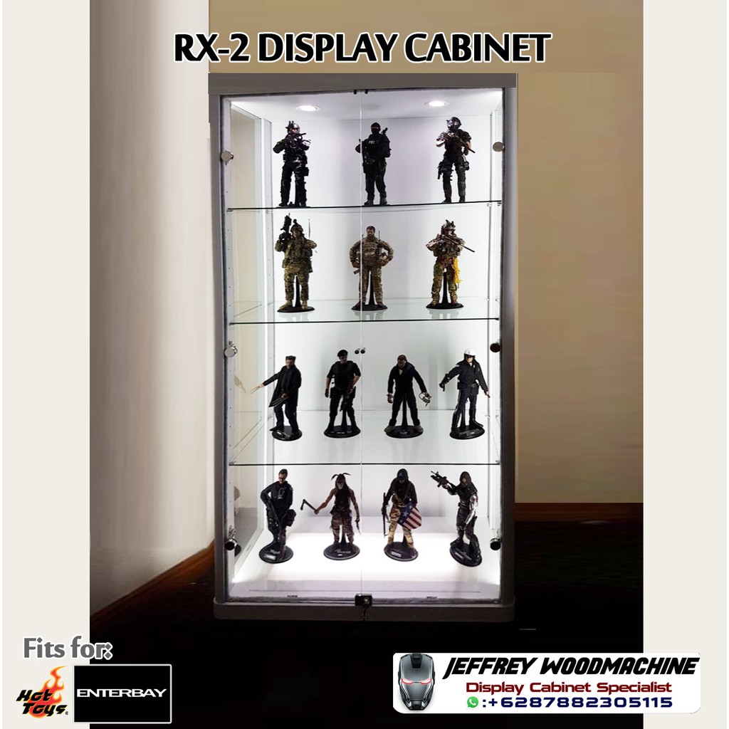 paket lengkap lemari rak pajang kaca RX-2 RX hot toys action figure