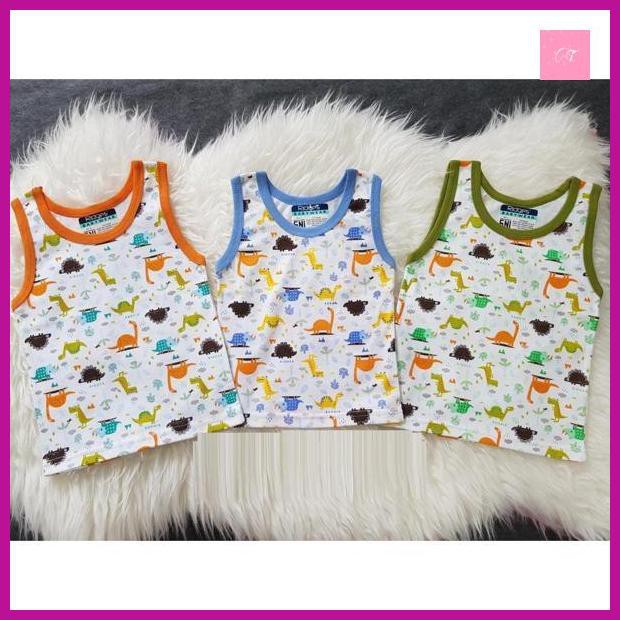 3Pcs Kaos Dalam RIDGES PUTIH - Baju Bayi Kutung Motif - Lekbong [ RANDOM] .