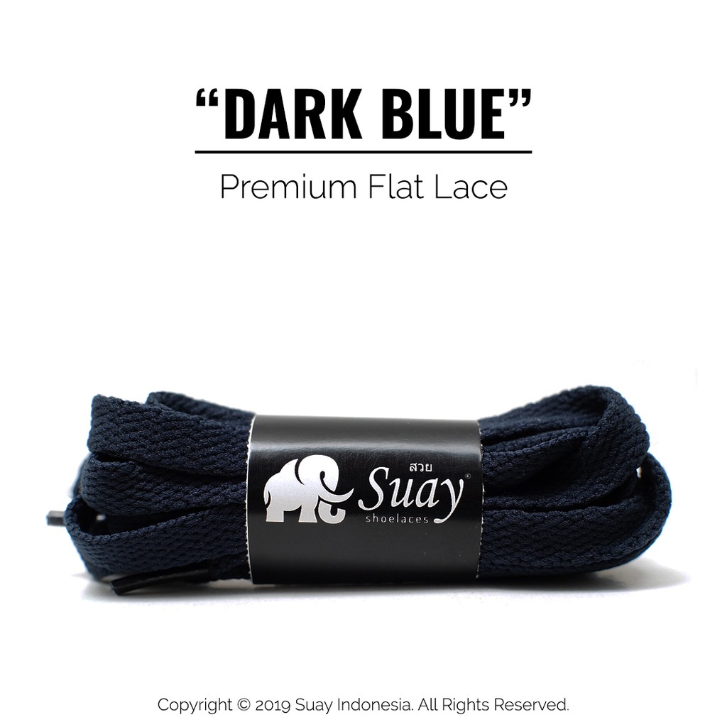TALI SEPATU Sneaker Warna Warni Gepeng (FLAT) Panjang 115cm Suay Premium Shoelace SURABAYA-Dark Blue