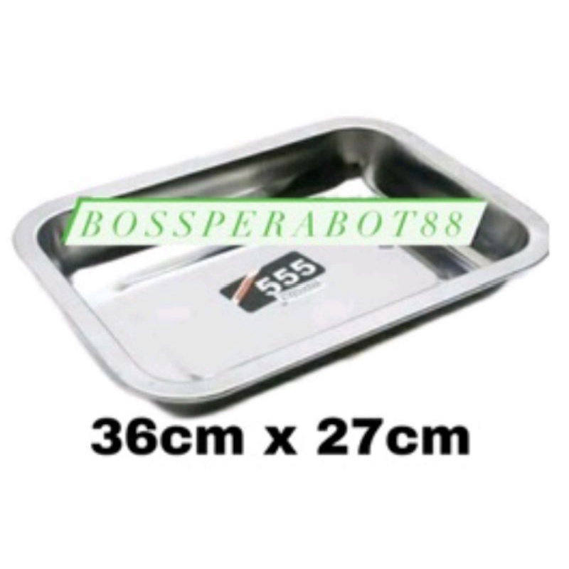 Nampan persegi stainless  36 x 27 cm / baki stainless stell persegi 36cm x 27cm