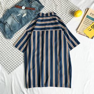 Kemeja Pantai Lengan Panjang  Motif Garis  Hawaii Shopee 