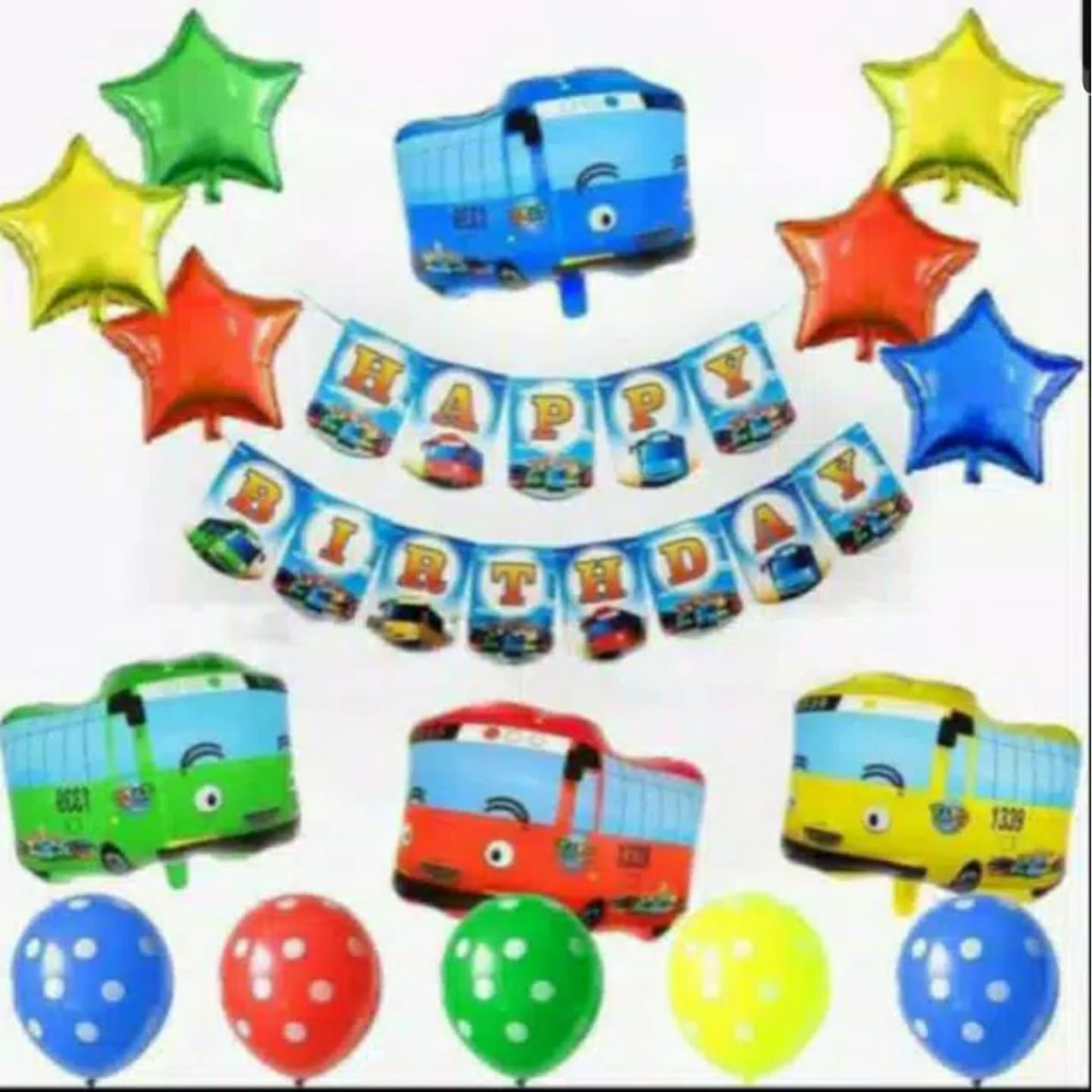 Paket tema karakter tayo / balon foil tayo / balon ulang tahun