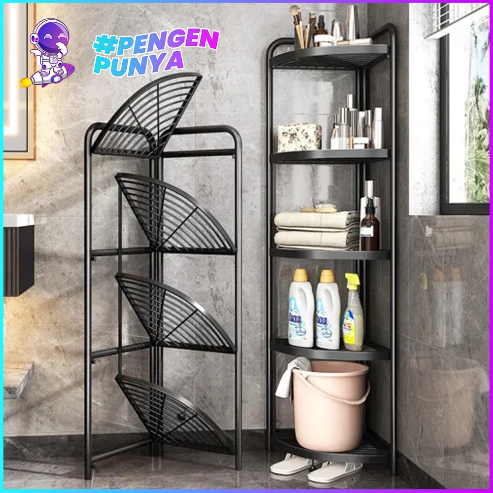 Rak Dapur Sudut Aesthetic Serbaguna / Rak Troli Penyimpanan Dapur 3/4 Tingkat / Rak Dapur Lipat
