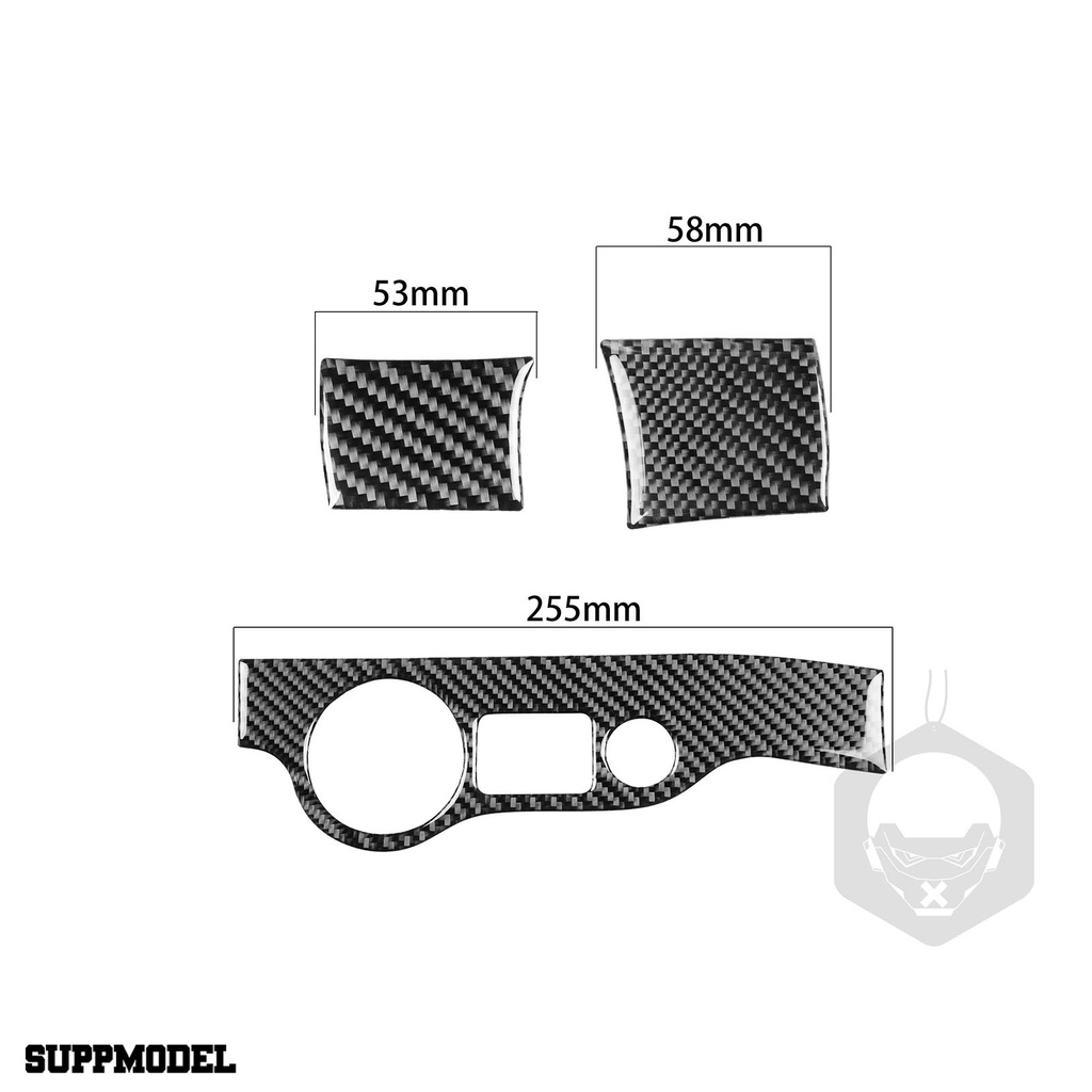 Smodel 3pcs / Set Cover Panel Saklar Lampu Depan Kiri / Kanan Bahan Carbon Fiber Untuk Dodge Challenger 2015-up