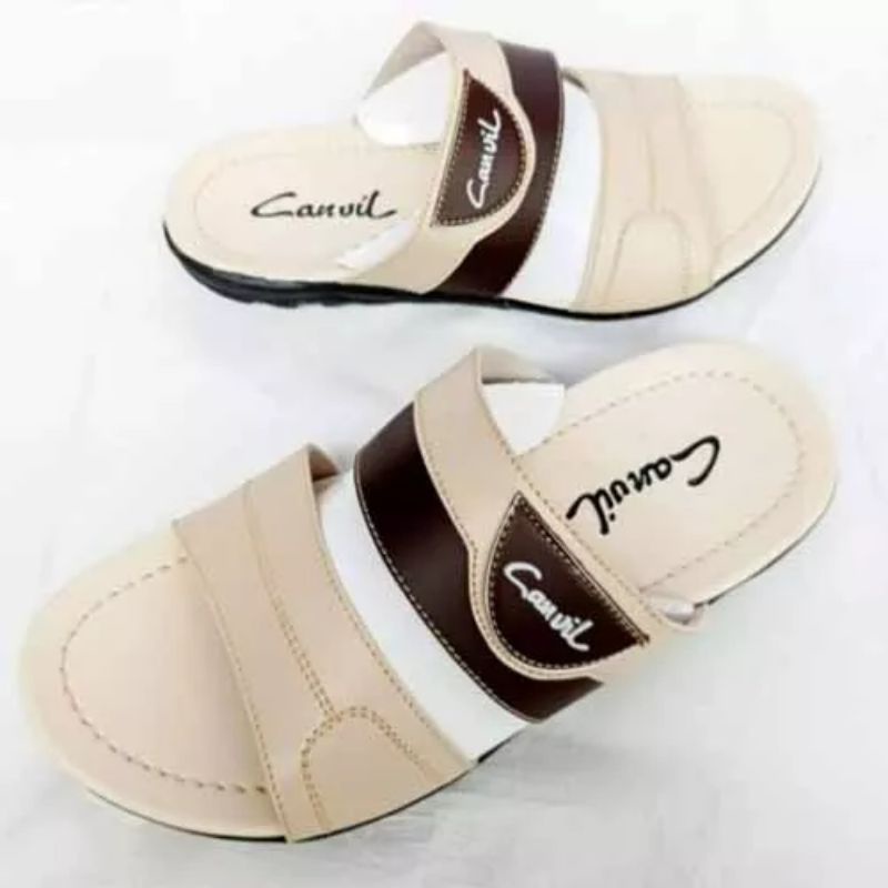 PROMO SANDAL PRIA SELOP CREAM COKLAT / SANDAL CNV SELOP CREAM COKLAT / SANDAL KULIT ORIGINAL / SANDAL ANAK LAKI-LAKI DEWASA / SANDAL ORIGINAL IMPOR / SANDAL  CASUAL