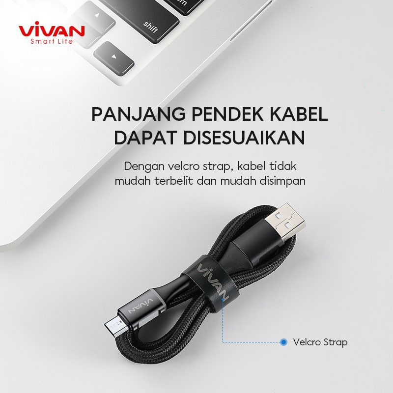 VIVAN VDC100 Kabel Type C 3A LED Light Quick Charge 1M - Garansi Resmi 1 Tahun