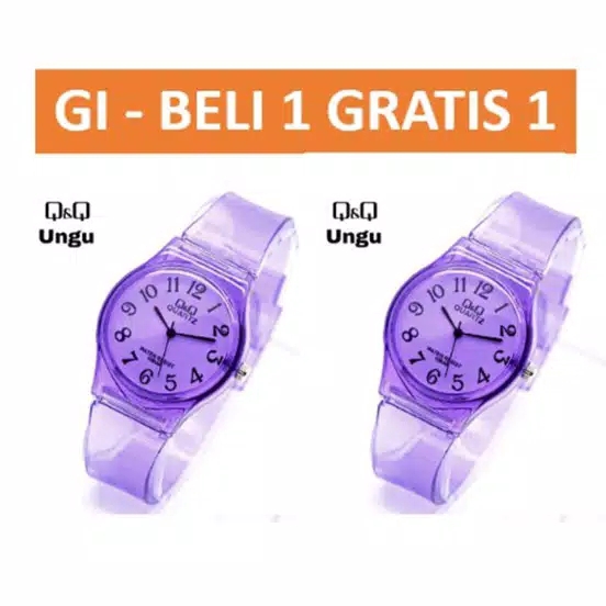 Promo Beli 1 Gratis 1 Jam Tangan Wanita QQ Jelly Transparan