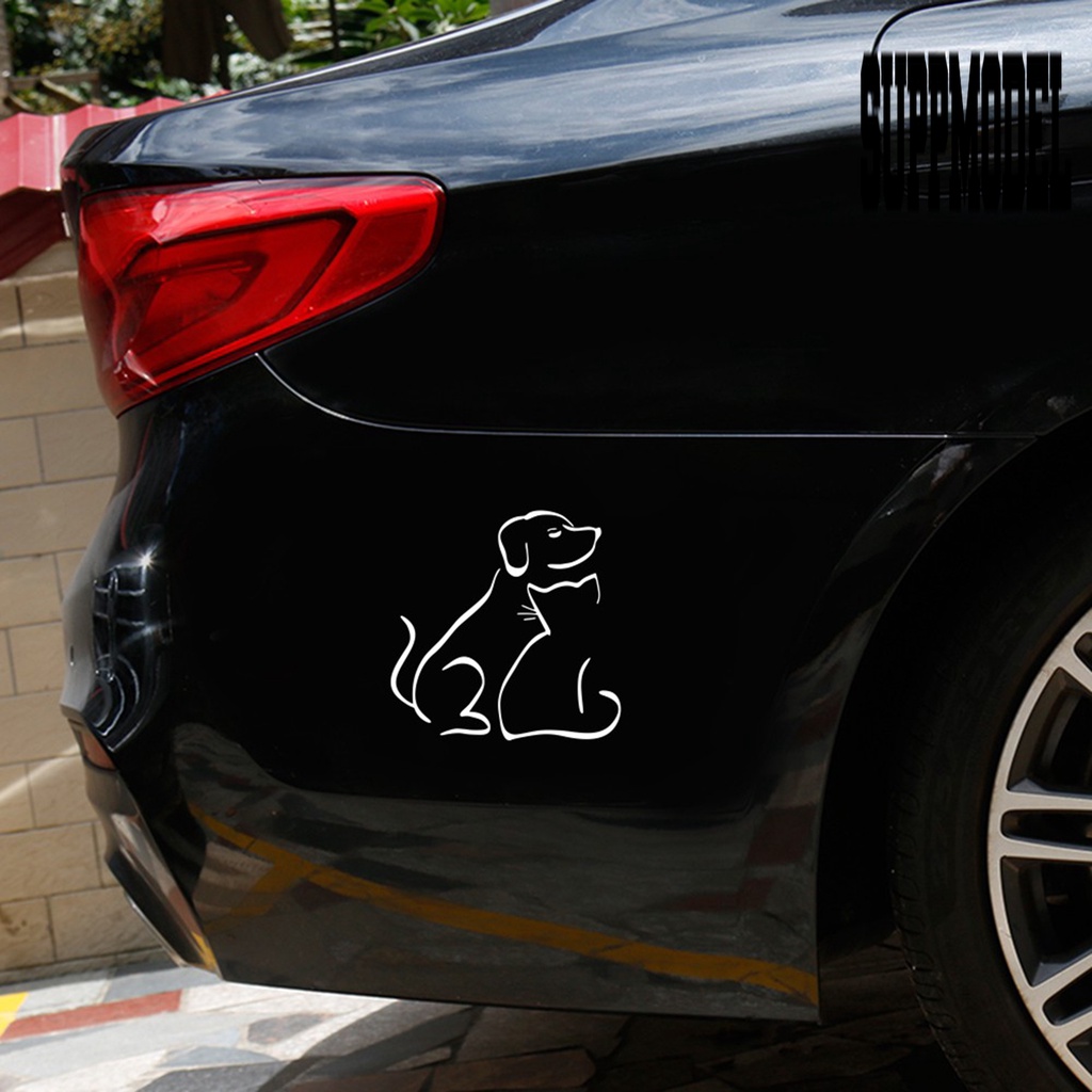 Stiker Mobil Motif Anjing / Kucing Bahan Vinyl