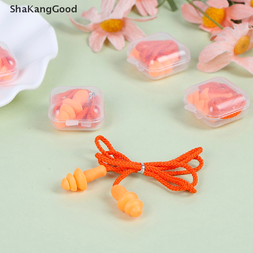 Skid 1Pc ear plug Silikon Lembut Proteksi Pendengaran reusable Dengan Kabel