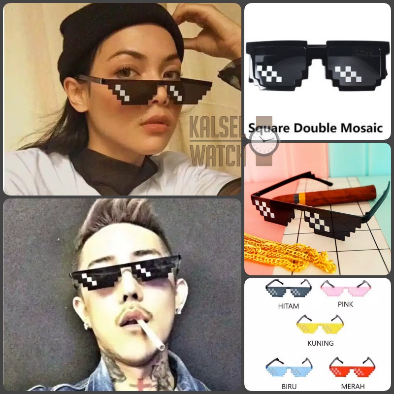 Kacamata Thug Life Mosaic Sunglasses Kacamata Hitam Tiktok Jaman Now Youtuber Selebgram Wanita/Pria Small Sunglasses 5 Design Kaca Mata Thug Life Cosplay Japanese Jepang Meme Anime Mosaic Streetwear Pixel 8 Bit Funny Party Fashion Aksesoris KCH26