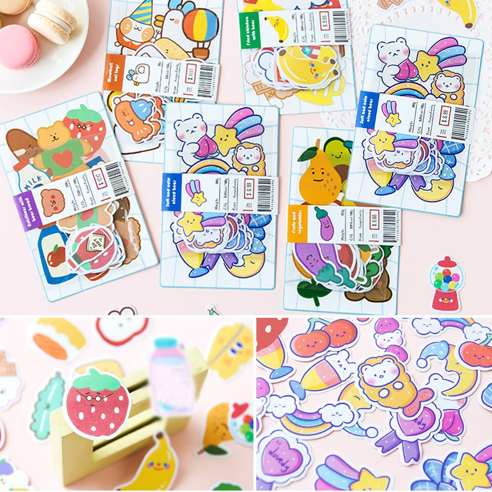 Timekey 20pcs / Set Stiker Kartun Lucu Anti Air Gaya Korea Untuk Dekorasi Scrapbook / Album / Diary A9K3