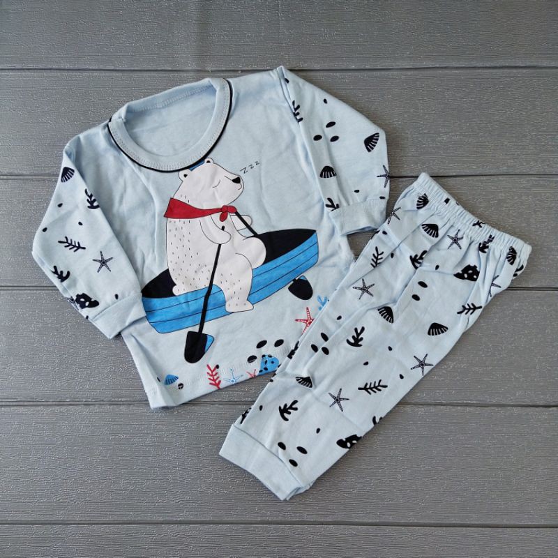 COD Setelan panjang piyama usia 0-9 bulan baby / bayi /  anak laki / boy / cowok kado murah lucu