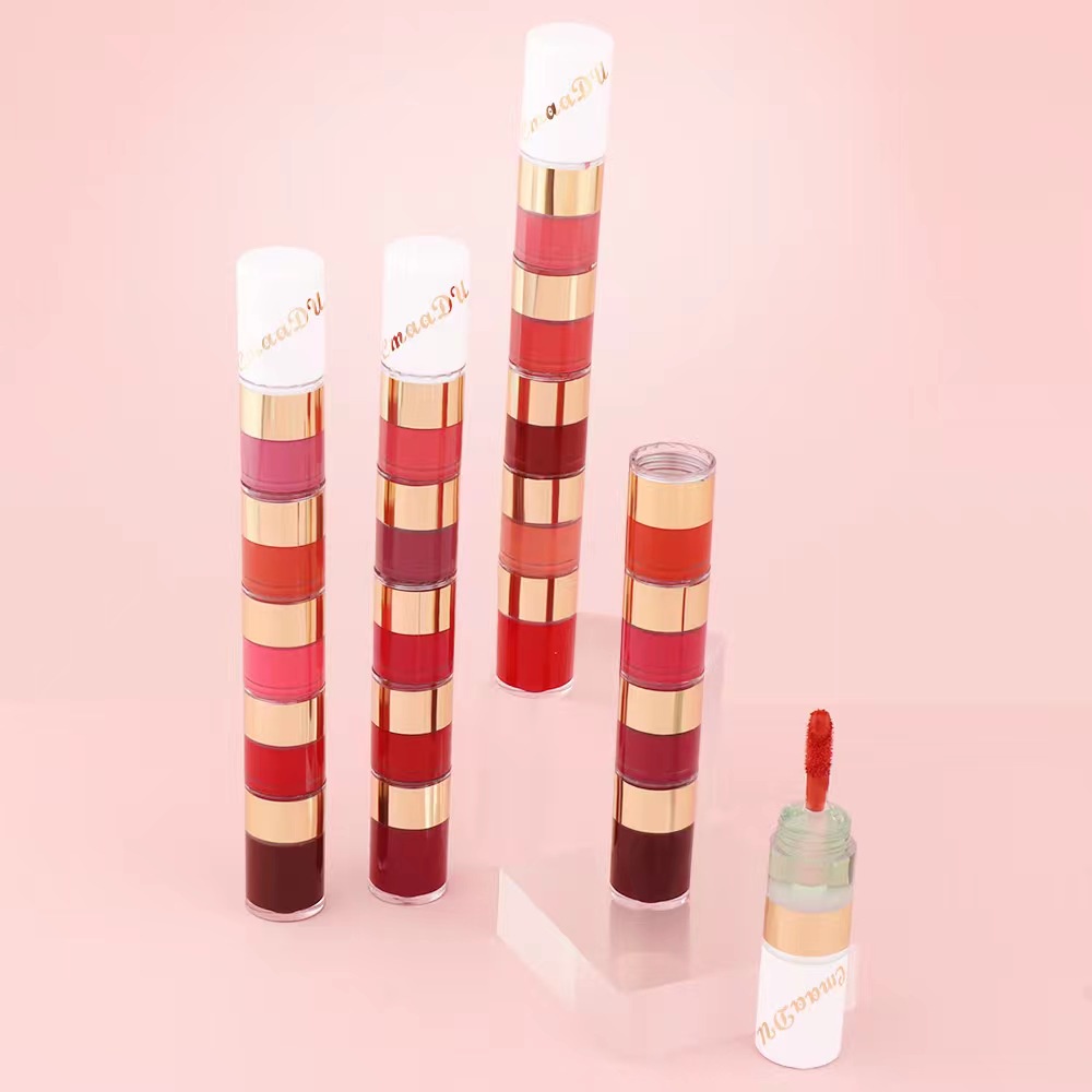 (COD)Lipstick  5 In 1 Lip Gloss Melting Matte Lip Tint - Lipgloss Liptint Lipcream warna 5