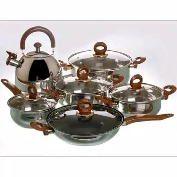 Panci Set 12 Pcs / Cookware Set 12 Pcs Hc Gagang Gold Clarke.Quay