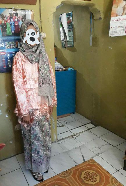 Realpict Stelan Kebaya Sahara Bahan Tulle Bordir Rok Plisket Bahan Katun Silk