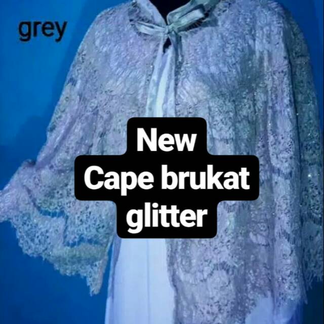 New cape brukat abu silver