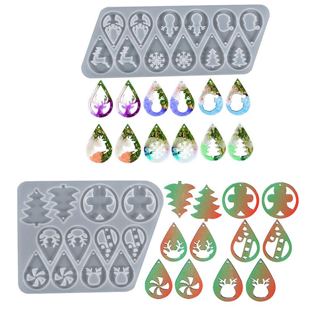 Solighter Anting Cetakan Silikon Casting Liontin Elk Snowflake Snowman Ear Studs