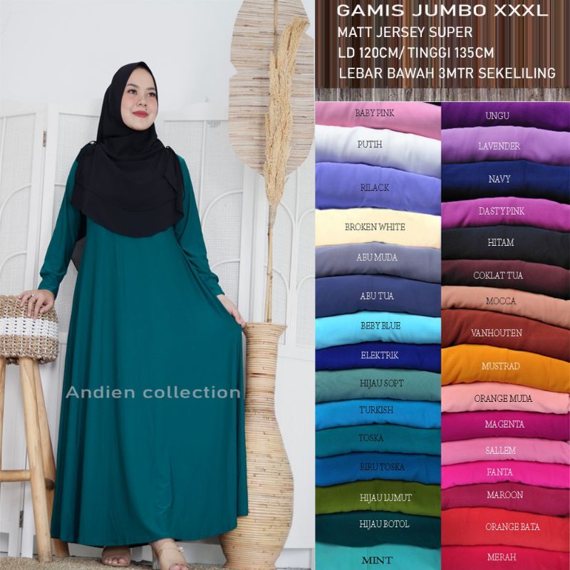 CLOTHINGHASANAH -  Warna Biru tosca MAXI GAMIS JERSEY SUPER POLOS GROSIR BANDUNG SYAR'I