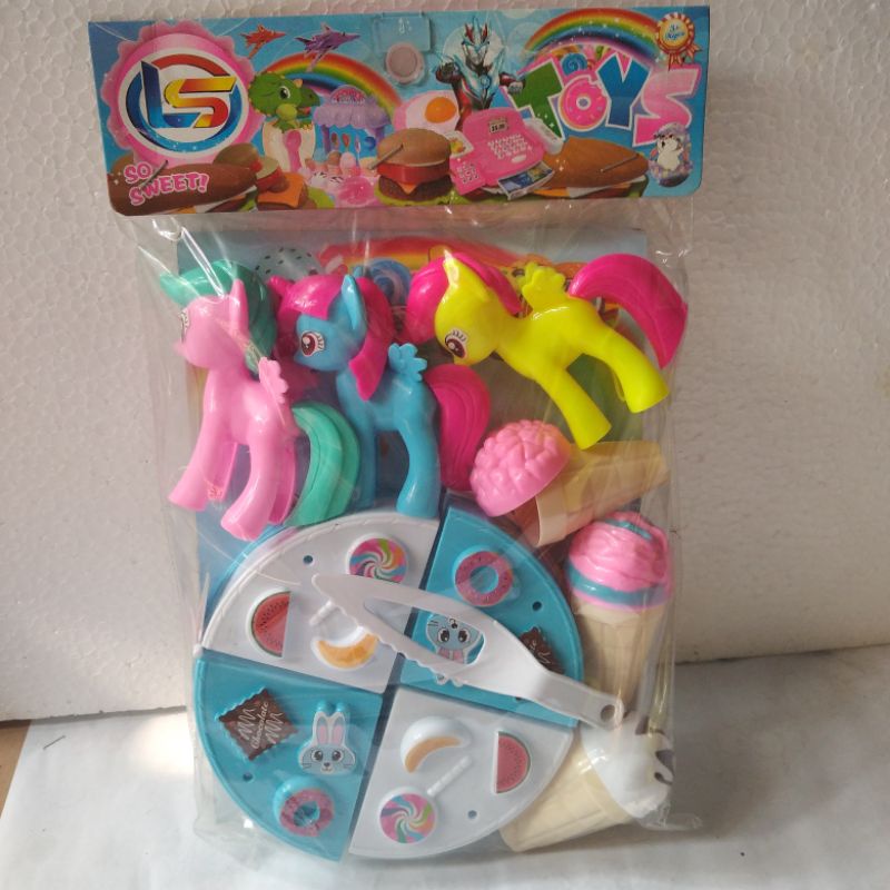 Mainan Kue Tart Potong,Mainan Anak Perempuan Kue Ulang Tahun Kuda Poni,Potong Kue Mainan