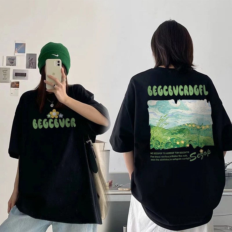 korean style baju oversize wanita murah/baju atasan wanita /atasan wanita warna putih/T-shirt hitam/S-L/ Rearrange and Combine Popular Elements Korean Style/baju atasan wanita korean style/Big size print kaos wanita tshirt atasan top korea