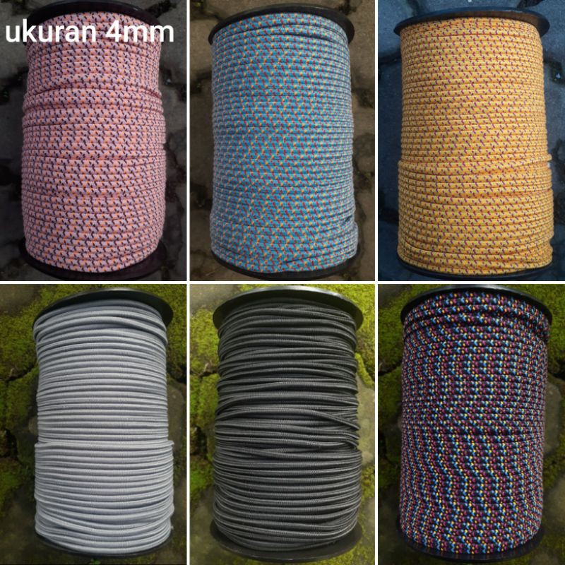 Tali Prusik meteran 2.5mm 4mm gelang 2.5 mm 3 mm 4 mm tali tenda tali flysheet Strap Masker Kalung