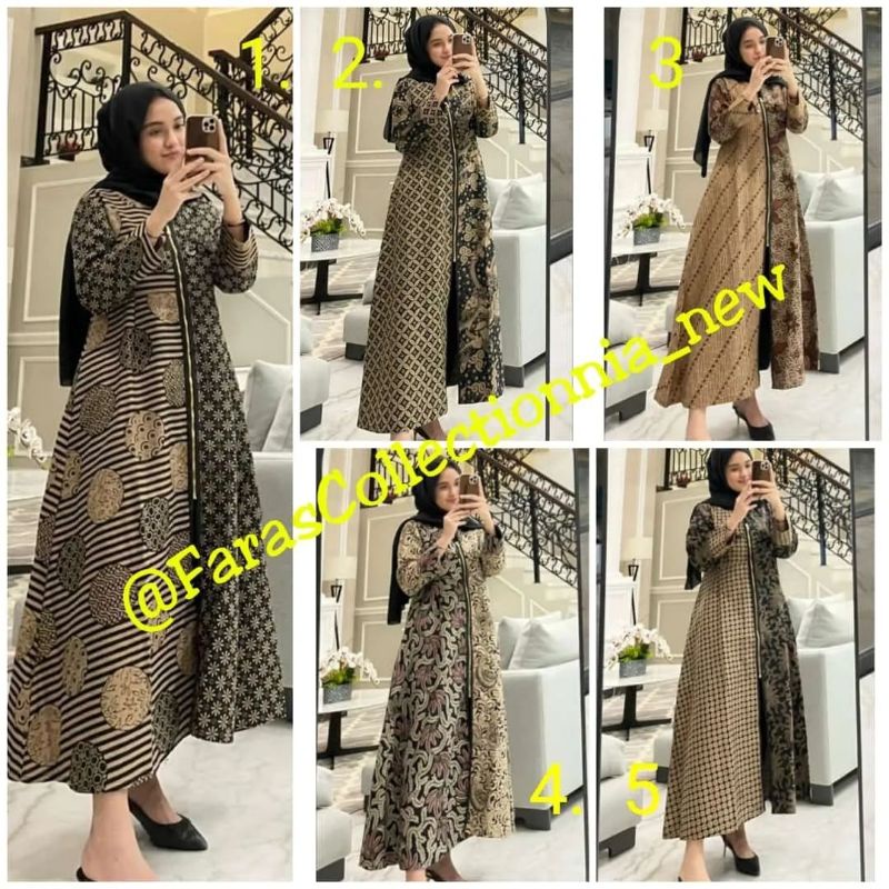 Midi Dress Batik Sogan Full Trikot ori By Edness Kayla