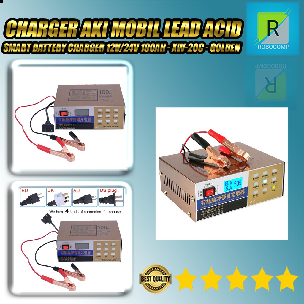 Alat Charger Aki Mobil Lead Acid Smart Battery Charger 12V/24V 100AH - MF-2C