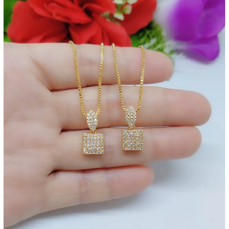 Set Xuping Kalung+Liontin Full Permata Lapis emas 18k 061.062