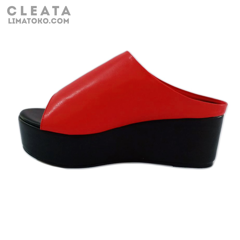 Cleata Flea Fish Wedges Warna merah sol hitam, garansi tukar apabila ukuran tidak pas