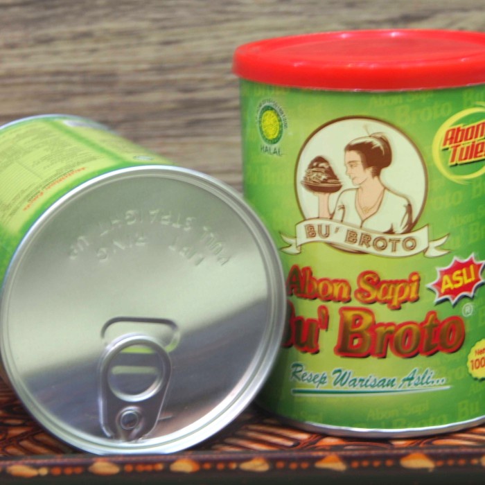 

ABON- ABON SAPI BU BROTO 100 GRAM RASA TULEN KEMASANG KALENG -MAKANAN-KERING.