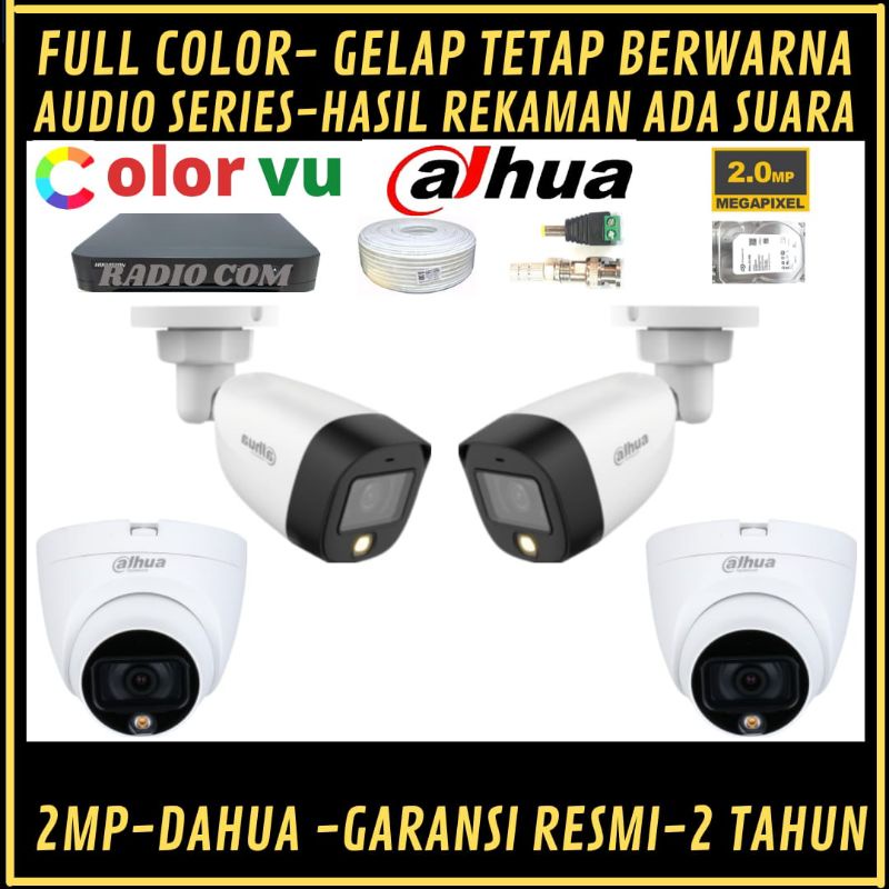 PAKET CCTV DAHUA 2MP FULL COLOR 4 CHANNEL 4 KAMERA AUDIO SERIES COLORVU