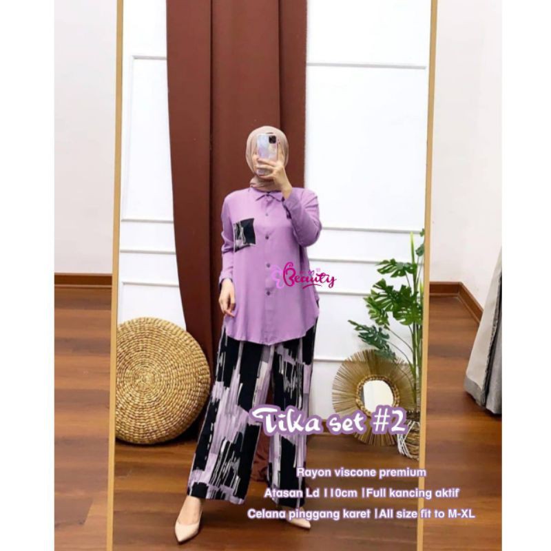Setelan Celana dan Kemeja Tika Set  By Beauty