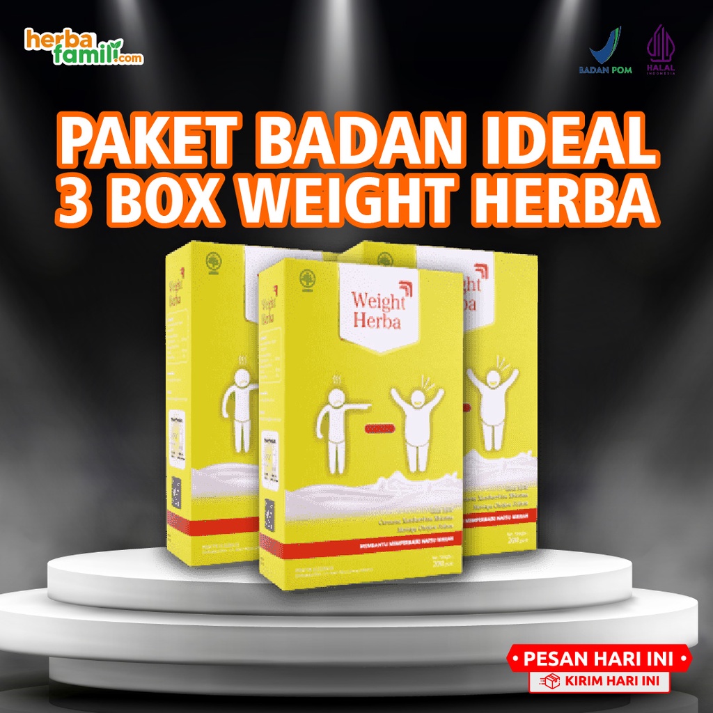 

Weight Herba Original Ori Paket 3 Box Penambah Nafsu Makan Berat Badan Aman Alami Tanpa Olah Raga Rendah Gula Halal BPOM Isi 200 gr