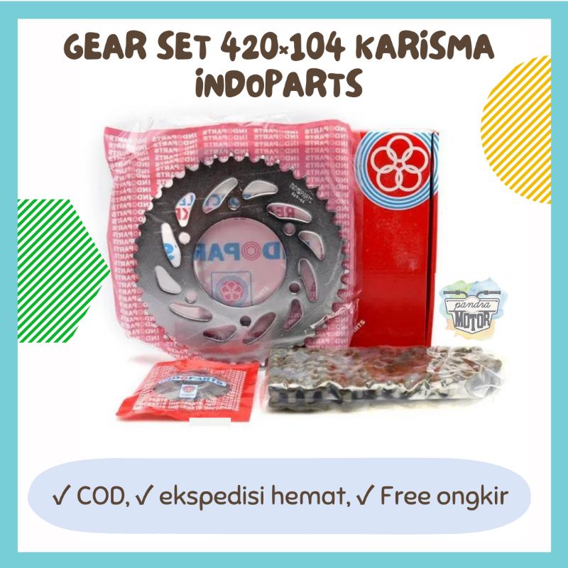 Gear set sepeda motor karisma , karisma 125D , supra x 125R Paket Rantai INDOPARTS TERMURAH ORIGINAL