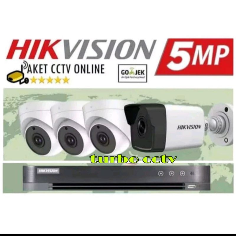 PAKET CCTV HIKVISION 4CH 5MP 4 CHANNEL LENGKAP TGL PASANG