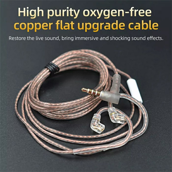 KZ Double Line Cable Silver High Purity Oxygen Free Copper with Mic