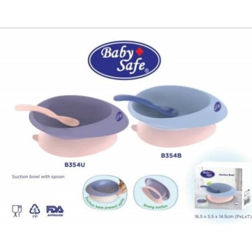 Baby Safe B354 Suction Bowl With Spoon/ Peralatan Makan Bayi MPASI/ Mangkok Bayi Anti Tumpah / mangkok bayi baby safe / peralatan mpasi bayi / peralatan makan bayi