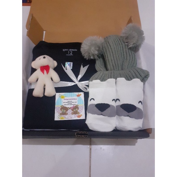 0Hampers Bayi Newborn Baby Gift Set Unisex Kado Lahiran Parcel Bayi Laki-laki Perempuan-Hitam