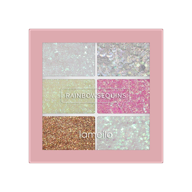 LAMEILA RAINBOW  EYESHADOW GLITTER 6 WARNA ~ LAMEILA RAINBOW SEQUINS 5072