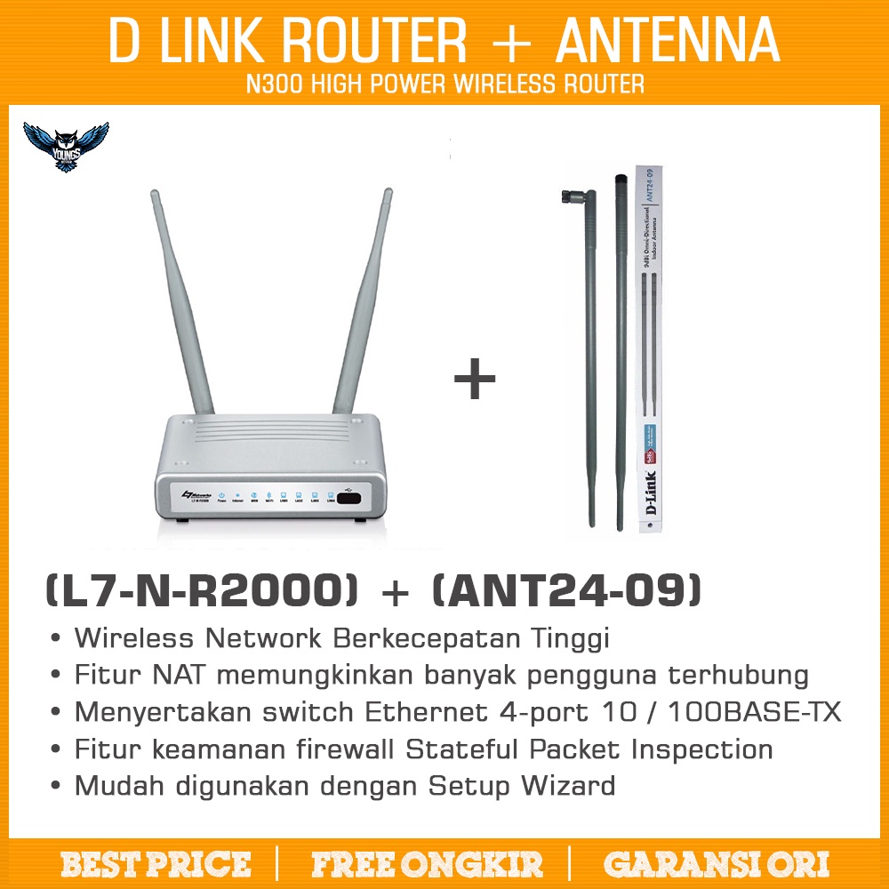 D-Link Wireless Router N300 + Antena L7 | Dlink High Power L7-N-R2000