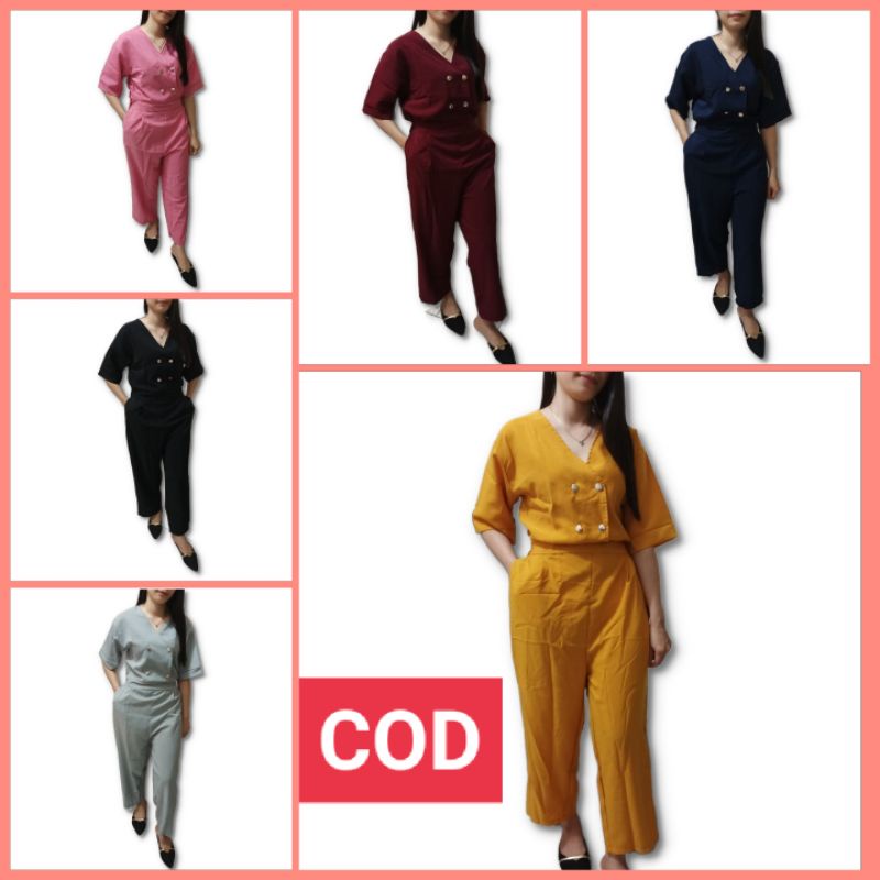 Jumpsuit Wanita Panjang Korean Style Lengan Pendek Hijab Kekinian