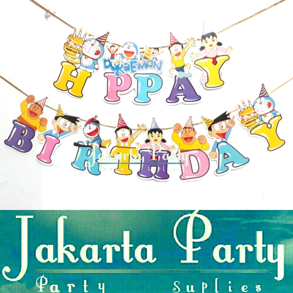 Banner HBD Doraemon #2 / Bunting Flag Doraemon / Party flag doraemon