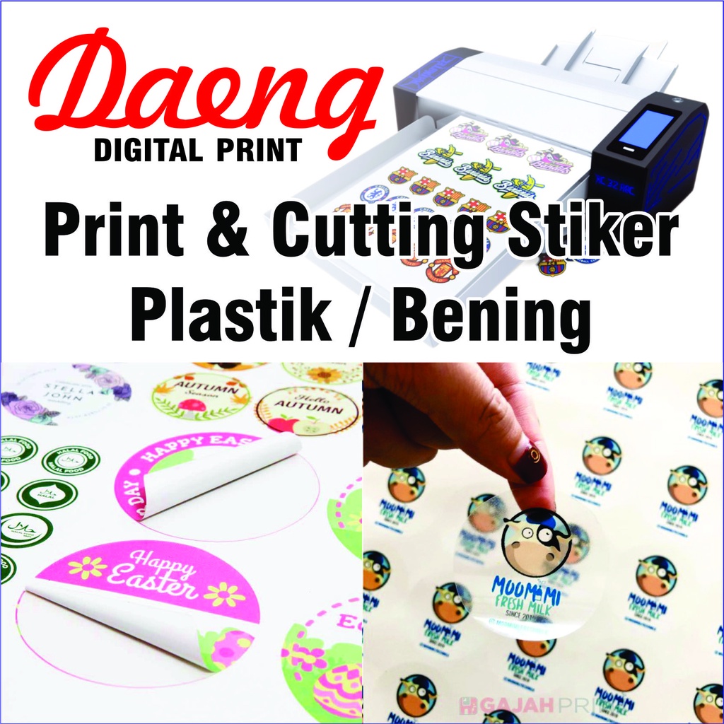 Jual Cetak Plus Cutting Stiker Label Plastik / Bening | Shopee Indonesia