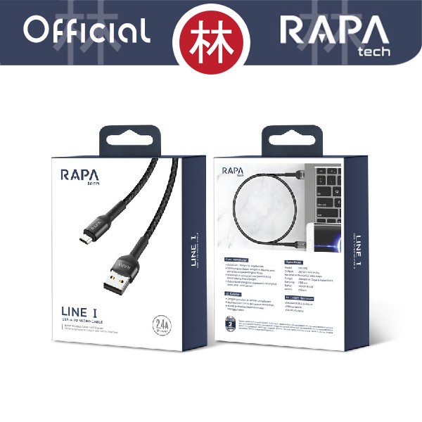 RAPAtech DC1015 - LINE I - USB-A to Micro Cable 2.4A Fast Charge