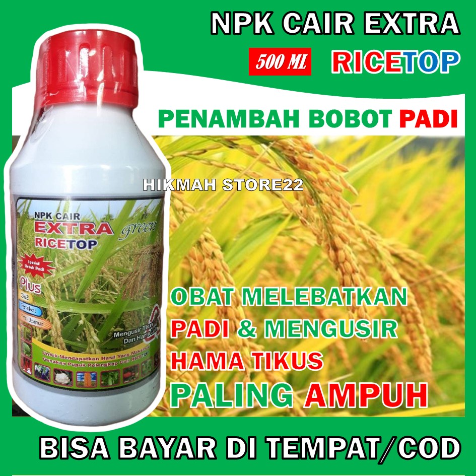PROMO RICETOP RICE TOP PENAMBAH BOBOT PADI PALING BAGUS PLUS ANTI TIKUS TANAMAN 500ml - PUPUK ORGANI