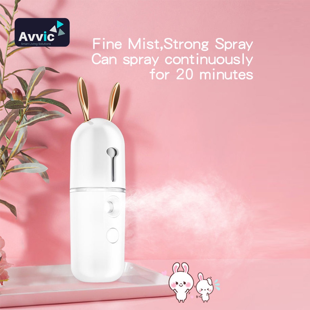 Rabbit Nano Spray Portable Mini Mist Sprayer Facial Steamer USB Pelembab Perawatan Wajah Bentuk Kelinci