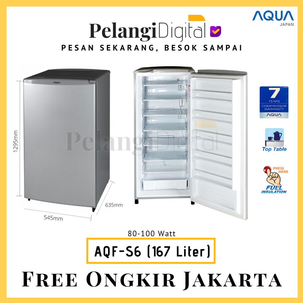 AQUA Freezer / Friser Berdiri untuk ASI / Es Batu - 6 Rak - AQF-S6