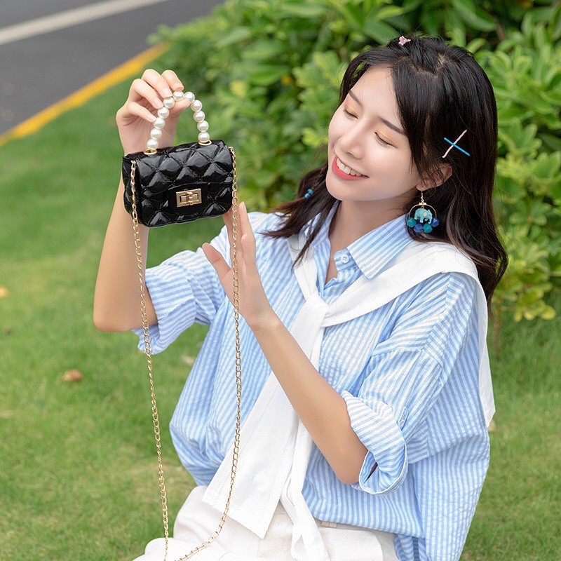 TIKTOK - Tas Selempang Mini / Tas Handbag / Jelly Bag Mutiara Gaya Korea / Tas Fashion